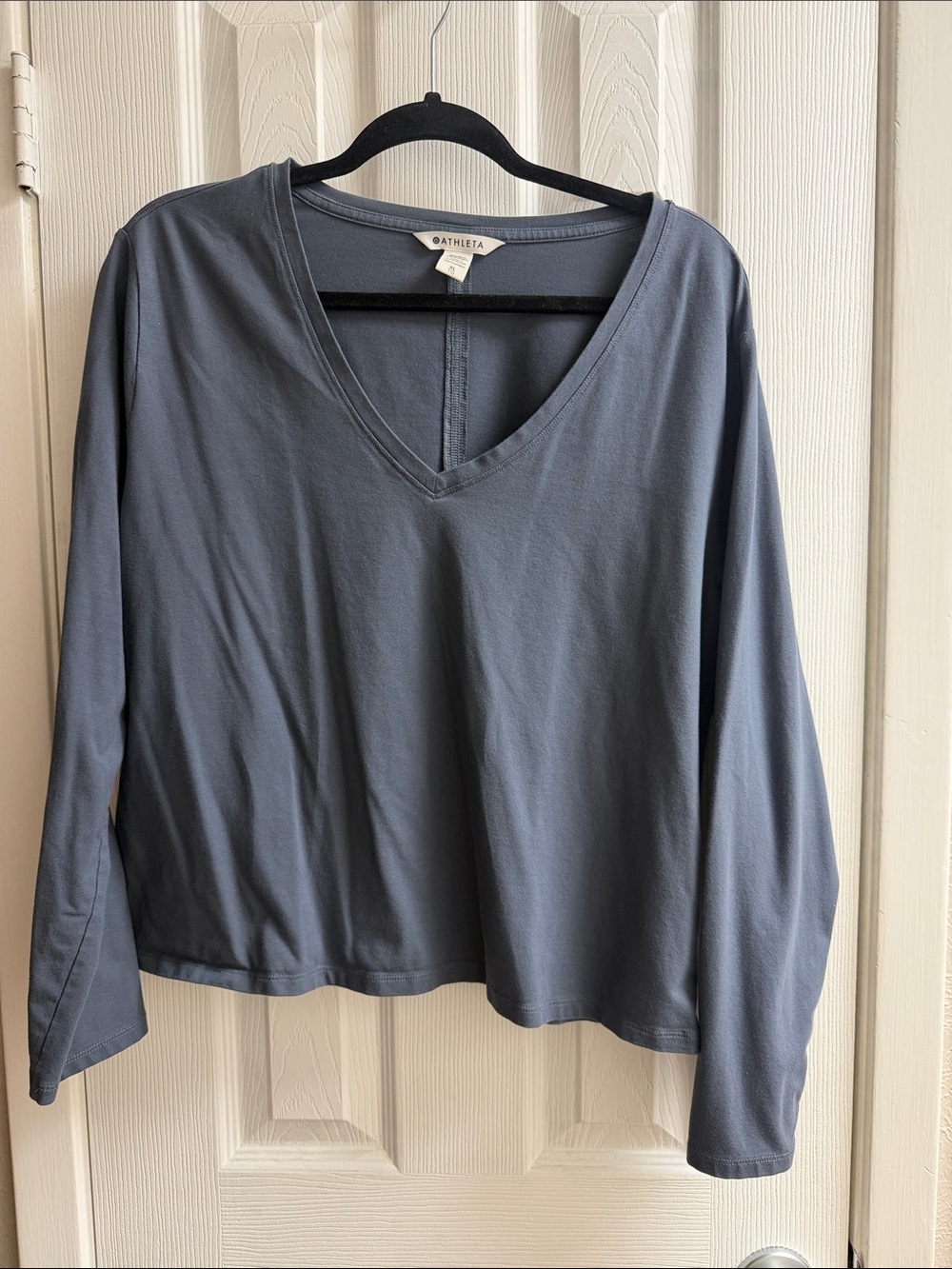 Athleta Slate-Blue V-Neck Long Sleeve Top